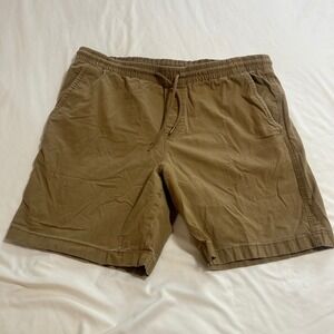 American Republic Mens Khaki Brown Elastic Waist Drawstring Shorts Size L